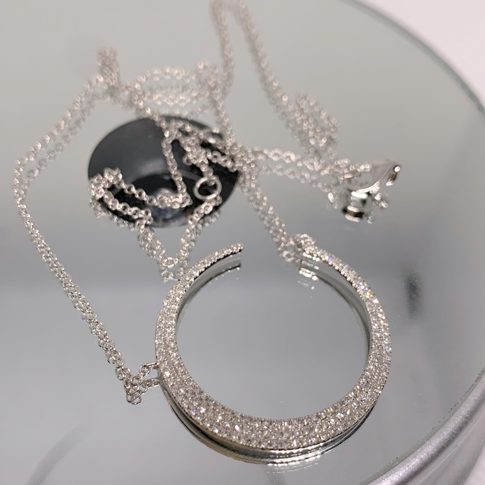 NEW 14k white gold Diamond moon necklace